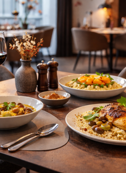 Moroccan-inspired table setting in the restaurant