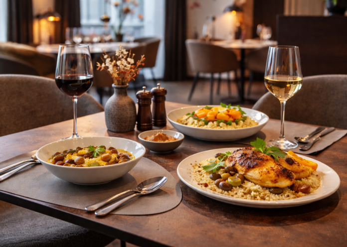 Marokkanische Wochen Hero Marokkanisch inspirierter gedeckter Tisch im Restaurant