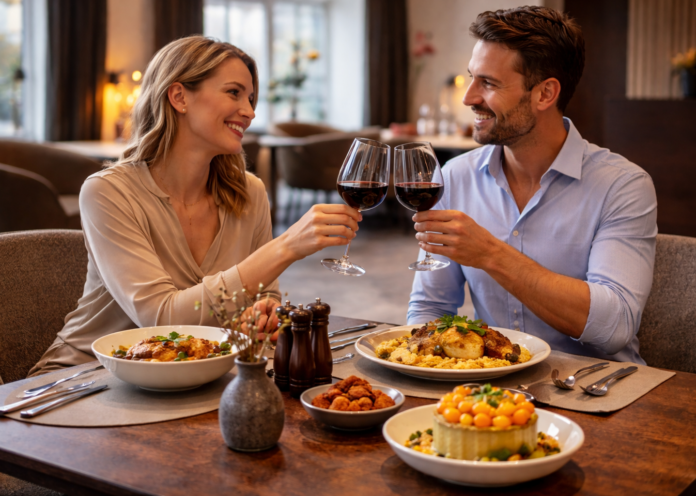 Marokkanische Wochen Paar Paar beim Abendessen im Restaurant